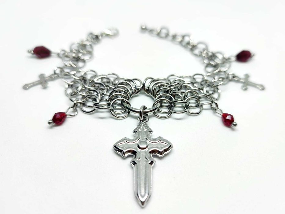 Bransoletka STAL CHIRURGICZNA SZKŁO kolczuga chainmaille