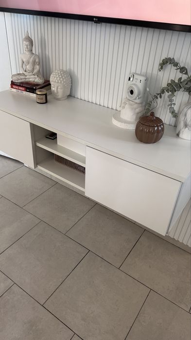 Szafka RTV pod telewizor -  biała, połysk