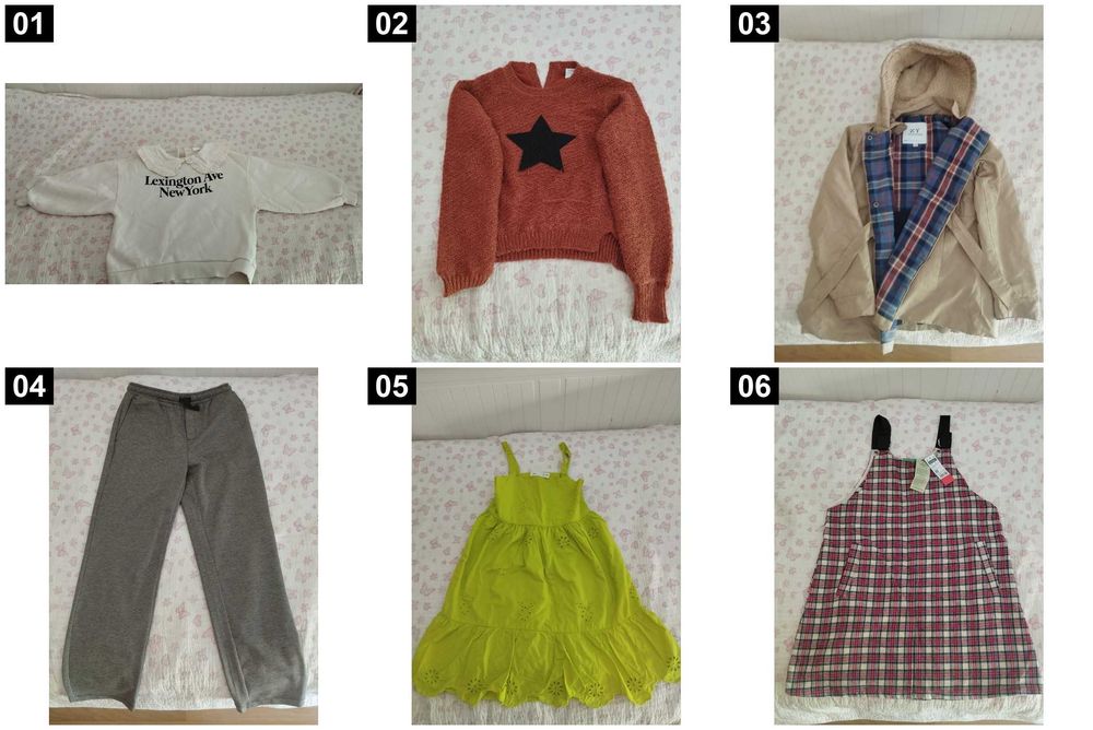 30 peças roupa menina 7–12 anos | Zara, Benetton, H&M | Desde 4 €