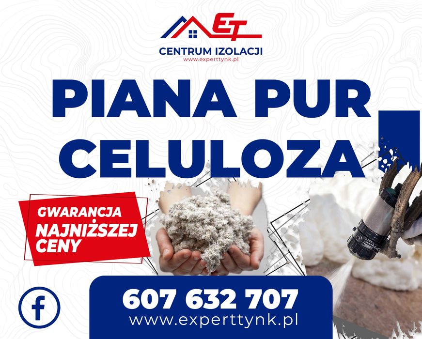 Wdmuchiwanie Celuloza Wełna Naprawy Ocieplenie Poddasza Dachu PUR