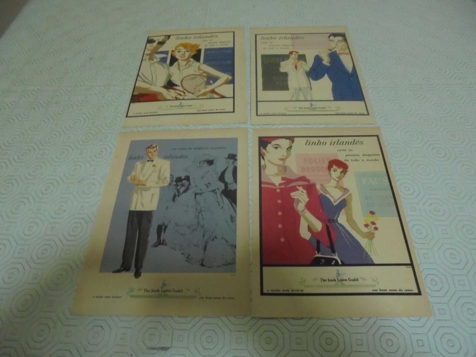 Publicidades The Irish Linen Guild dos anos 40/50 todas diferentes