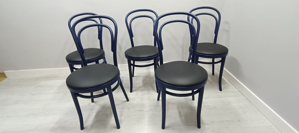 Krzesła gięte Thonet Fameg Radomsko a14 nowe 5szt granatowe