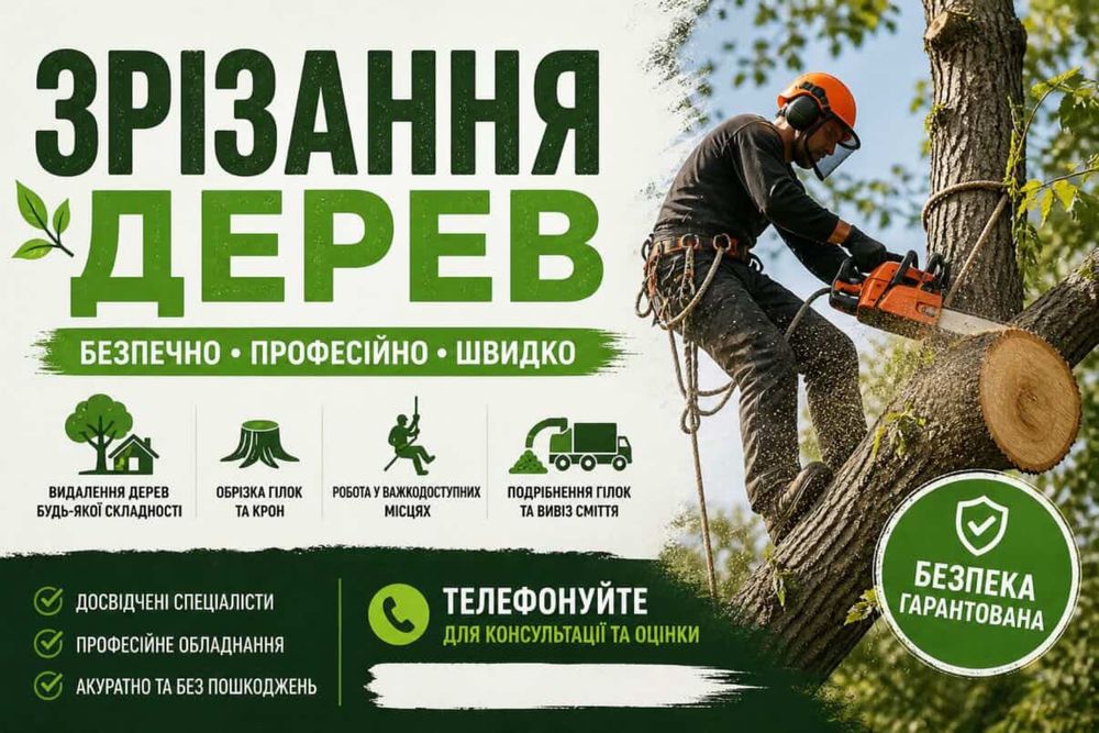 Зрізання дерев професійно та швидко
