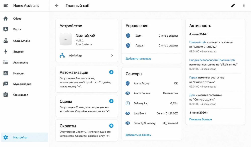 Підключення Ajax до Home Assistant | Інтеграція та налаштування