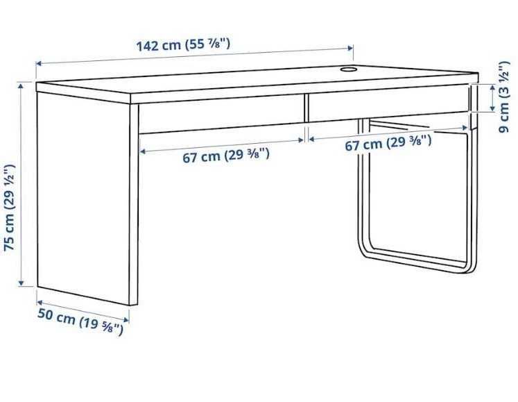 Secretária IKEA MICKE 142×50 cm, preto-castanho.