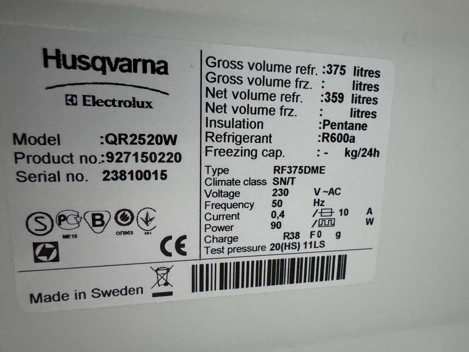 Chłodziarka lodowka HUSQVARNA