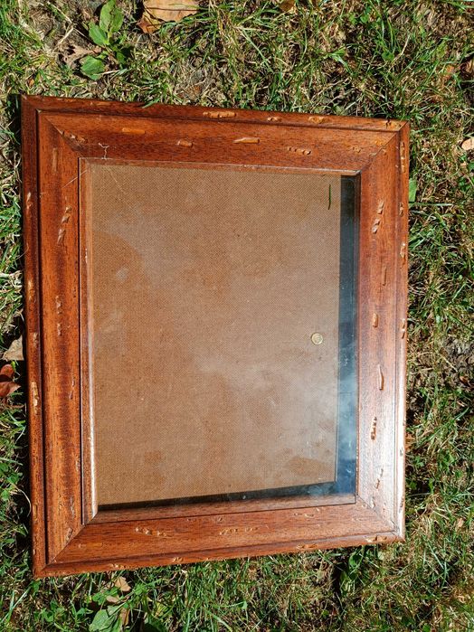 Drewniana ramka rustykalna ze szkłem 39×33 cm