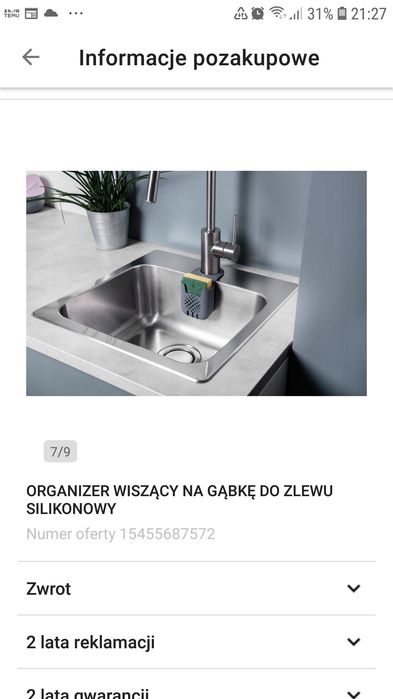 Organizer wiszący silikonowy na gąbkę