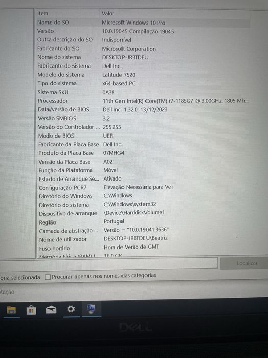 Portátil Dell Latitude 7520