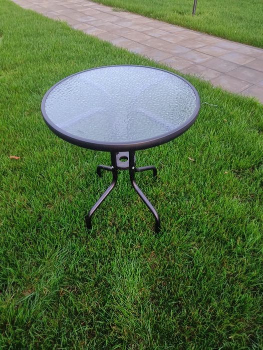 Stolik ogrodowy balkonowy szklany okrągły