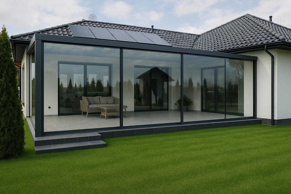 -- Ogród szklany premium – szkło, aluminium, realizacja na wymiar --