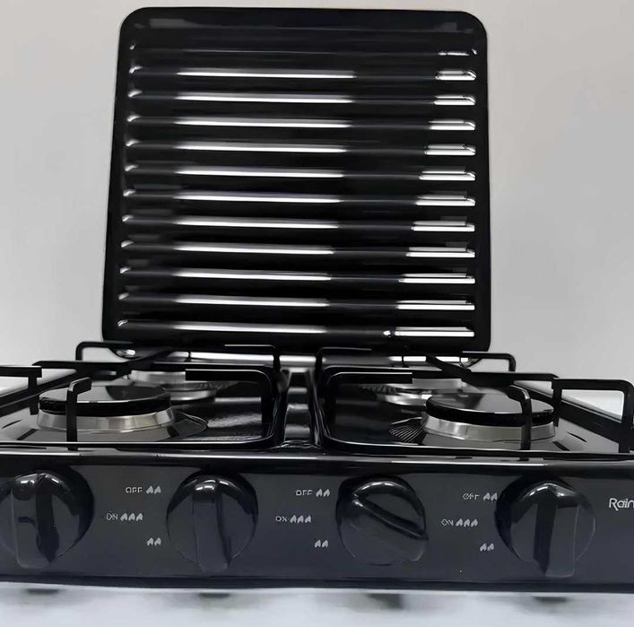 Плита газова настільна з кришкою от баллона на 2 конфорки кухонна