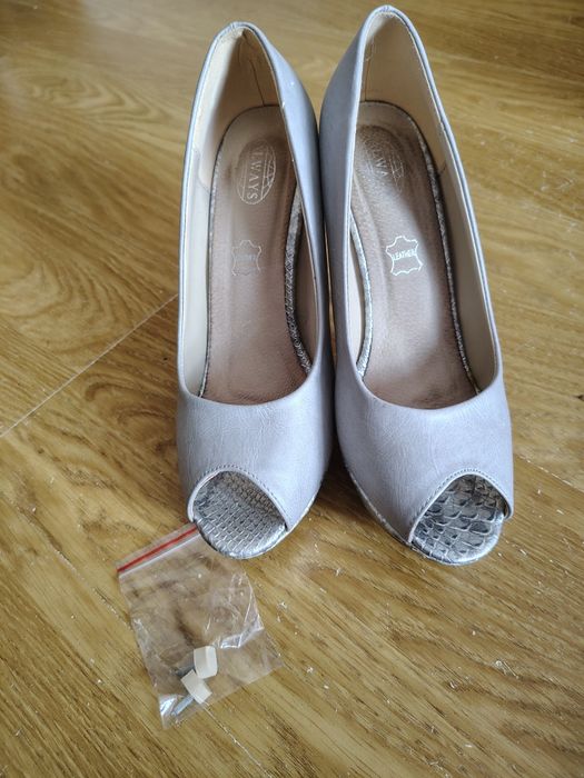 Szare szpilki 39 buty na obcasie buty z platformą