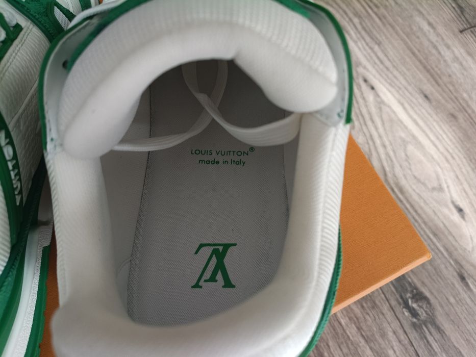 Louis Vuitton Trainer Green Monogram Denim White