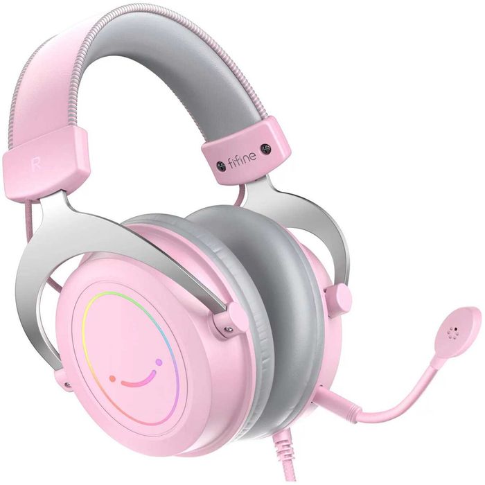 Słuchawki studyjne nauszne FIFINE H3P AmpliGame RGB mikrofon Różowe