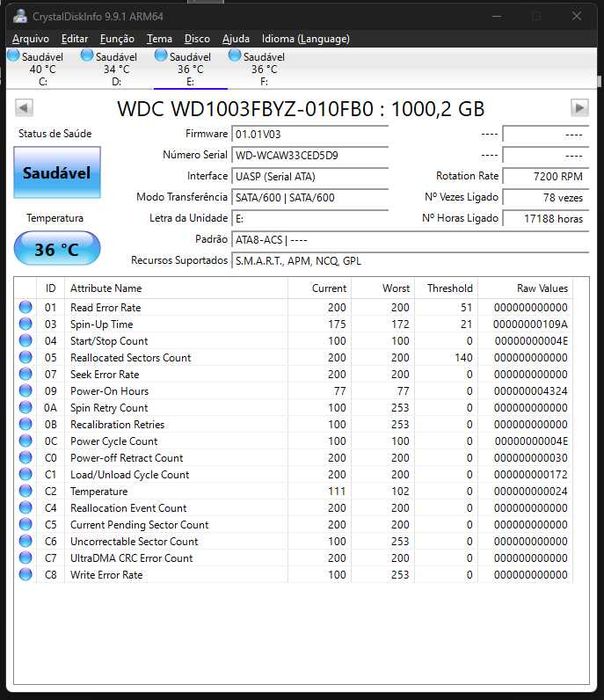 Disco Rígido WD RE4 1TB Enterprise 7200RPM SATA 3.5" (poucas horas)
