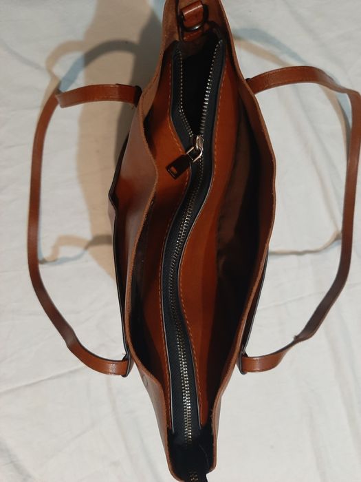 Torba, torebka damska, brązowa, skórzana