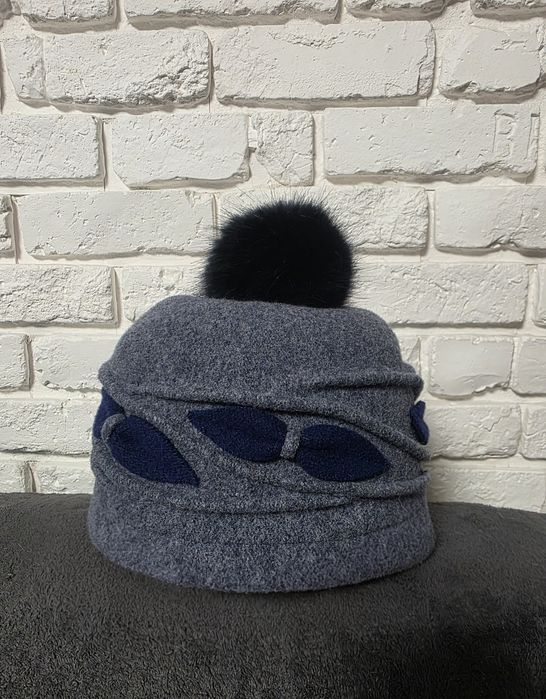 Rabionek Czapka zimowa - czysta wełna - Pompon - Vintage