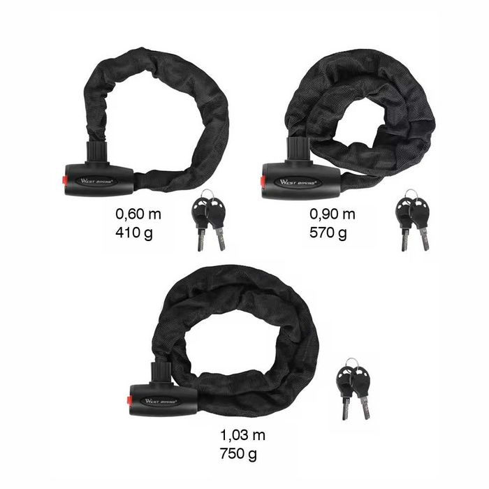 Corrente antifurto moto - cadeado segurança 2 Chaves