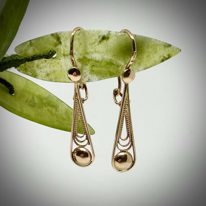 Stare kolczyki wiszące z filigranowymi zdobieniami retro - p.583 ZSSR