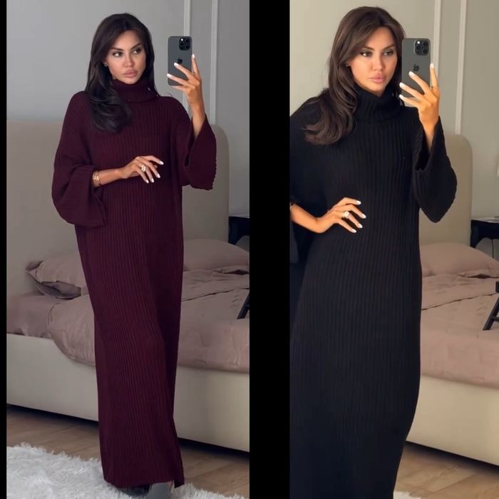 Тепла сукня оверсайз максі ангора рубчик