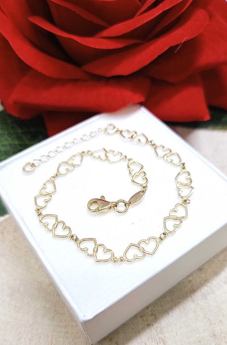 Złota bransoletka p.585/2,56g Podwójne Serce