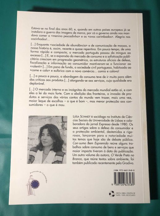 Livro "Consumo Bem Espremido", de Luísa Schmidt