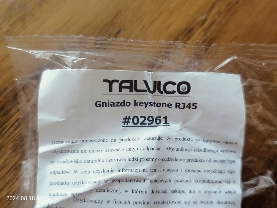 Gniazdo keystone rj45 5e