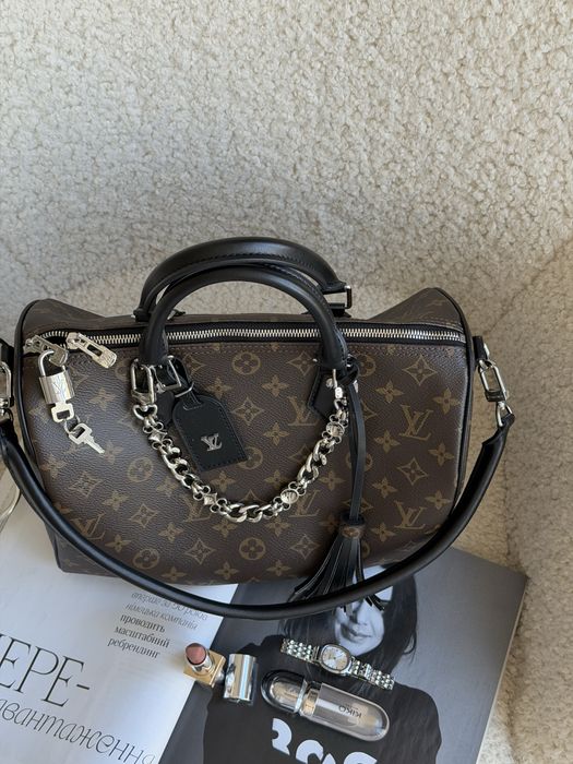 Сумка Louis Vuitton Speedy 30 Monogram Black Handbag, жіноча сумка луі вітон спиди 30
