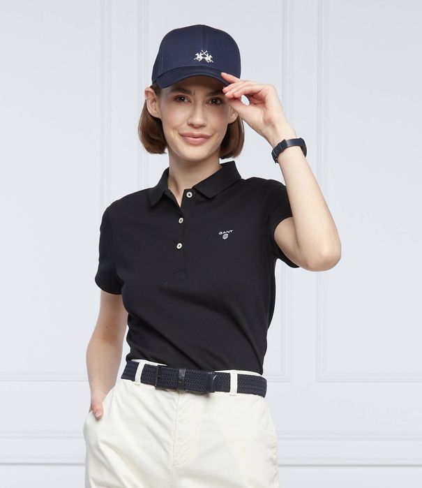 Koszulka polo czarna z logo Gant XS
