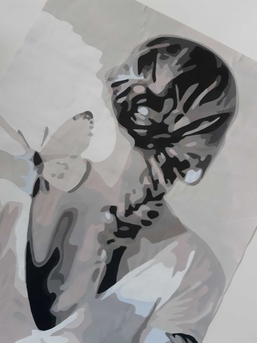 Obraz dziewczyna, kobieta z motylem