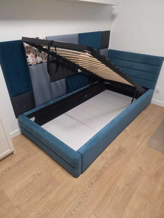 Łóżko młodzieżowe 90x200 tapicerowane stelaż TOPAZ