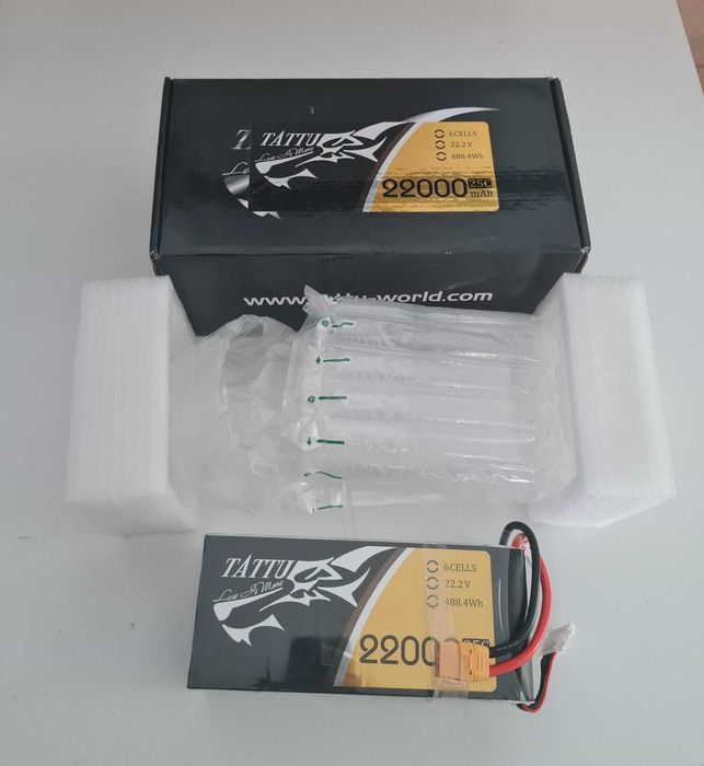 Baterias Lipo Tattu 22000mAh 6s 25C 22.2V - Novas em Caixa