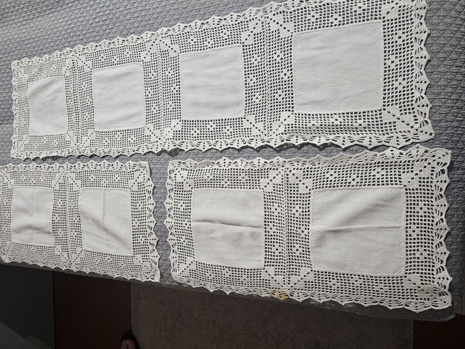 Toalhas em linho e croché