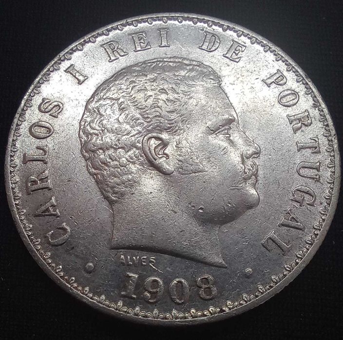 Lote 2 Moedas Prata D. Carlos I - 500 Réis 1907 + 1908 - MBC