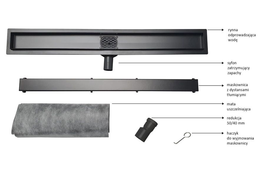 [NOWY] Odpływ liniowy veldman 70cm full black