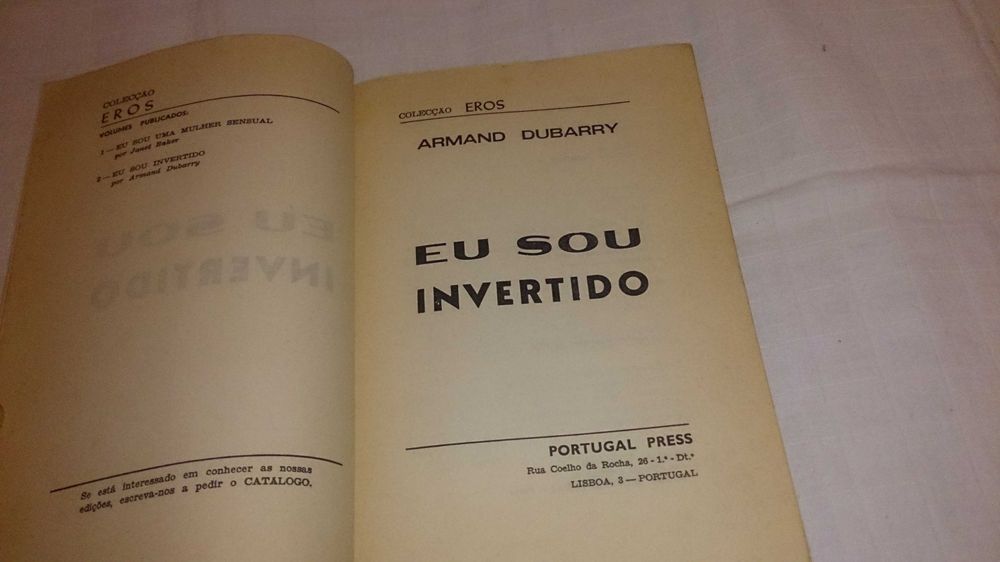 eu sou invertido (armand dubarry) 1ª edição 1975 livro erótico