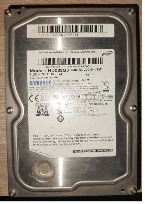 Жорсткий диск Samsung HD083GJ (80GB) (б/у, на запчастини)