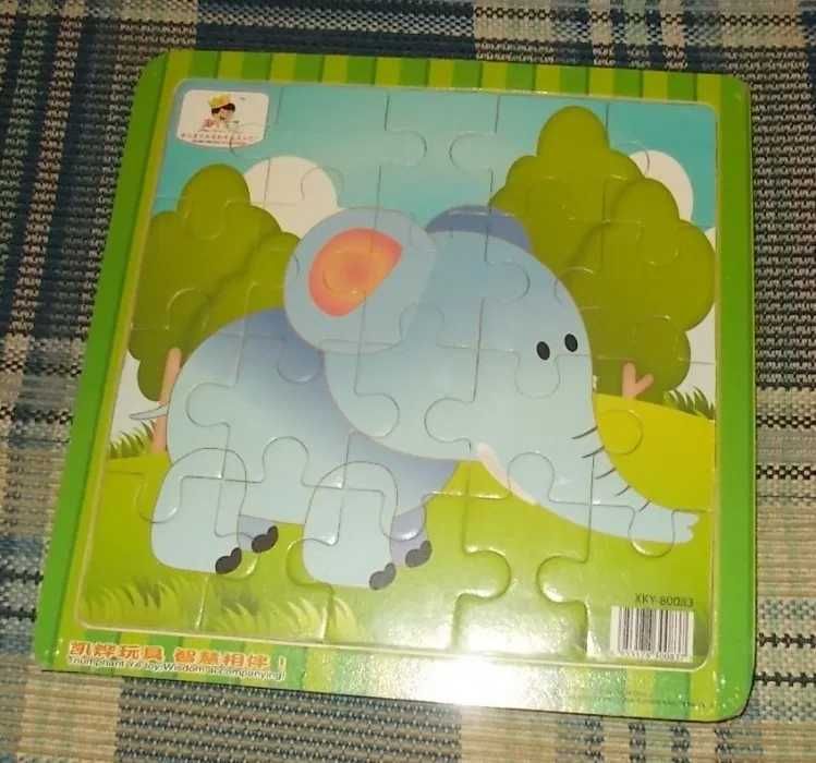 Nowe zafoliowane drewniane puzzle SŁOŃ 20 x 29 cm
