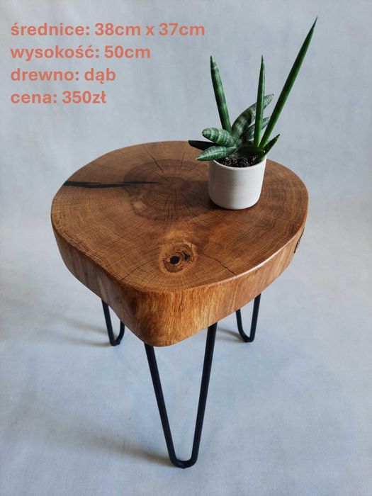 Stolik kawowy plaster drewna loft industrial od ręki