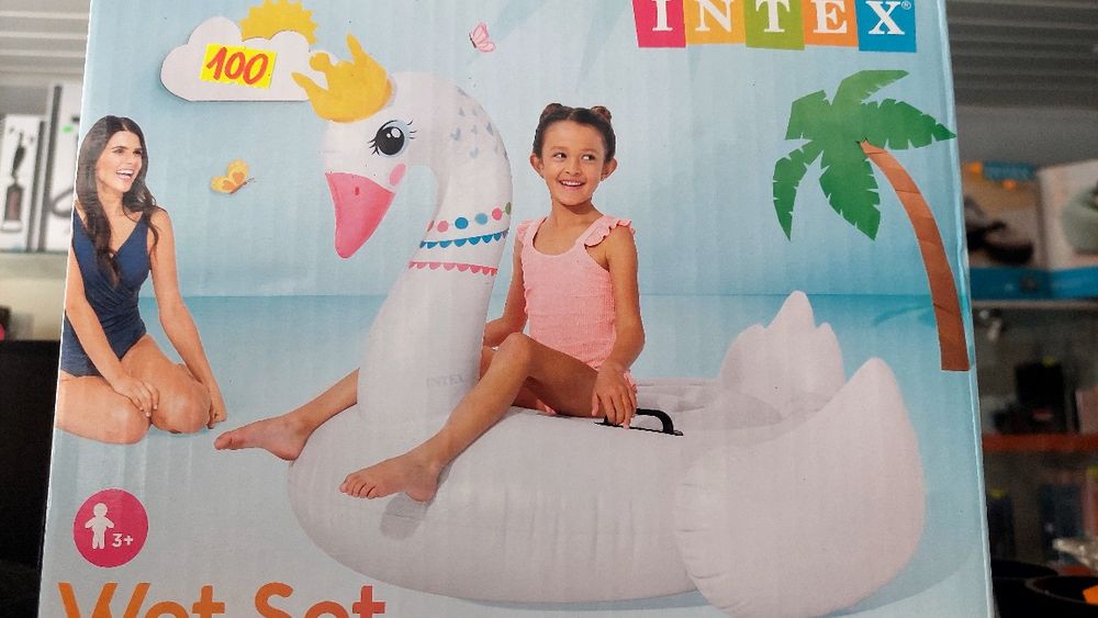 Materac pływak wyspa łabędź dmuchany intex 188x124