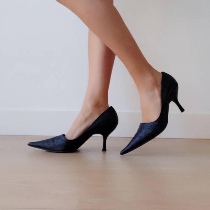 Sapatos pretos de bico fino - YESSICA, tam 38