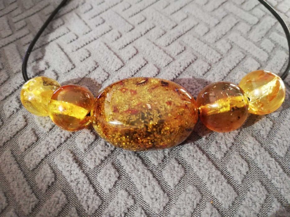 Naszyjnik bursztyn miodowy