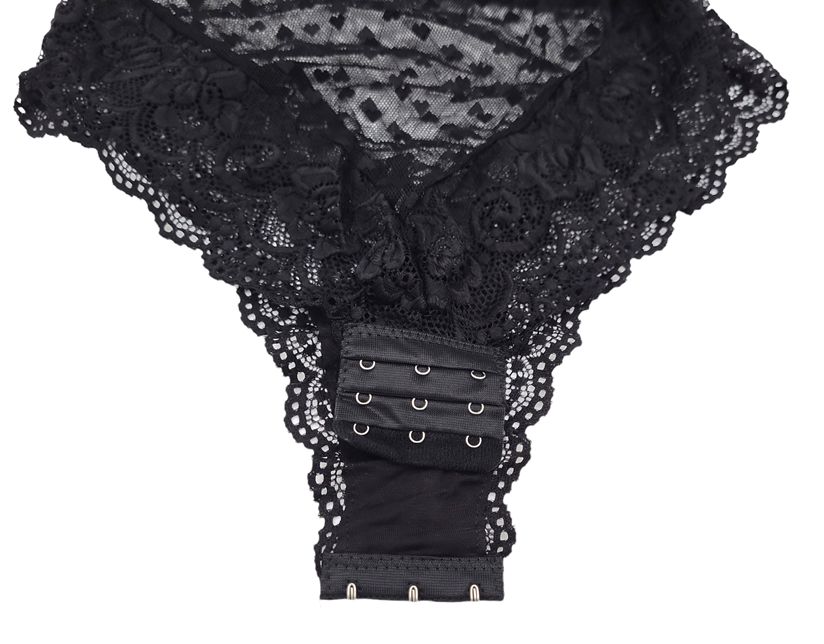 Body damskie koronka serduszka czarne S/M