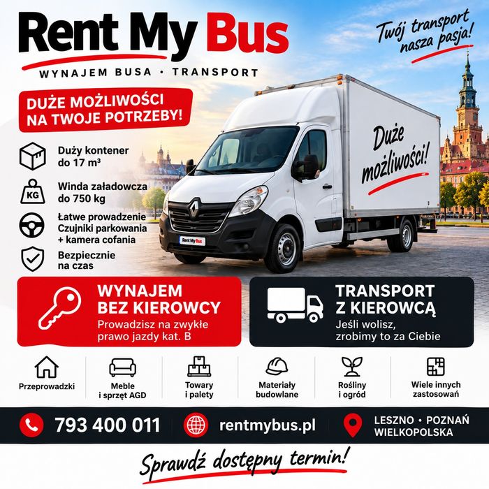 Transport towarów, samochód z windą do 750 kg – Szybko, Tanio, Bezpiecznie!
