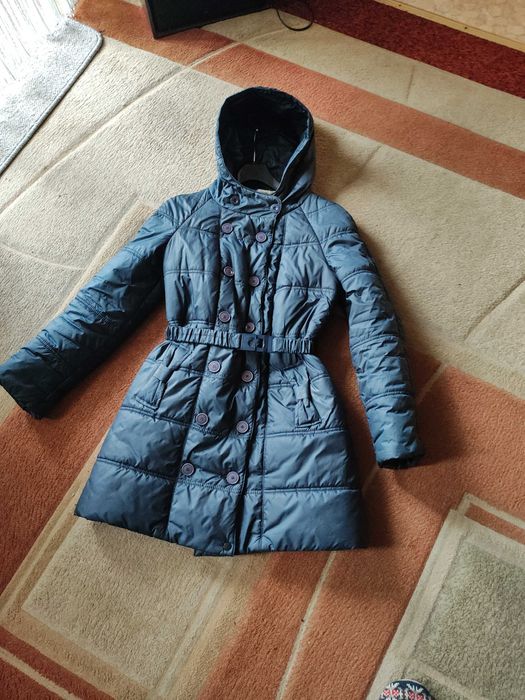 Firmowa długa kurtka / krótki płaszczyk  granat - New Design