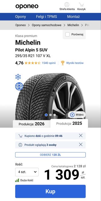 Opony zimowe michelin latitude alpin la2 Porsche macan 295/35/21 & 265/40/21
