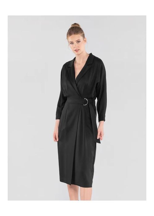 ochnik czarna sukienka 36 s tencel  34 xs kopertowa