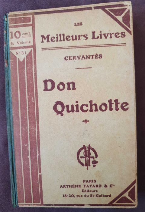 Livro antigo Don Quichotte (Quixote) - Miguel de Cervantes - Francês