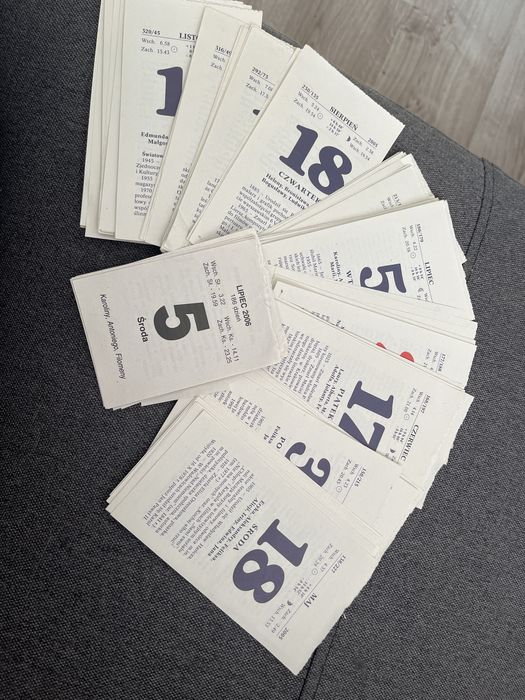 Kartki z kalendarza zdzieraka 2005 oraz lipiec 2006